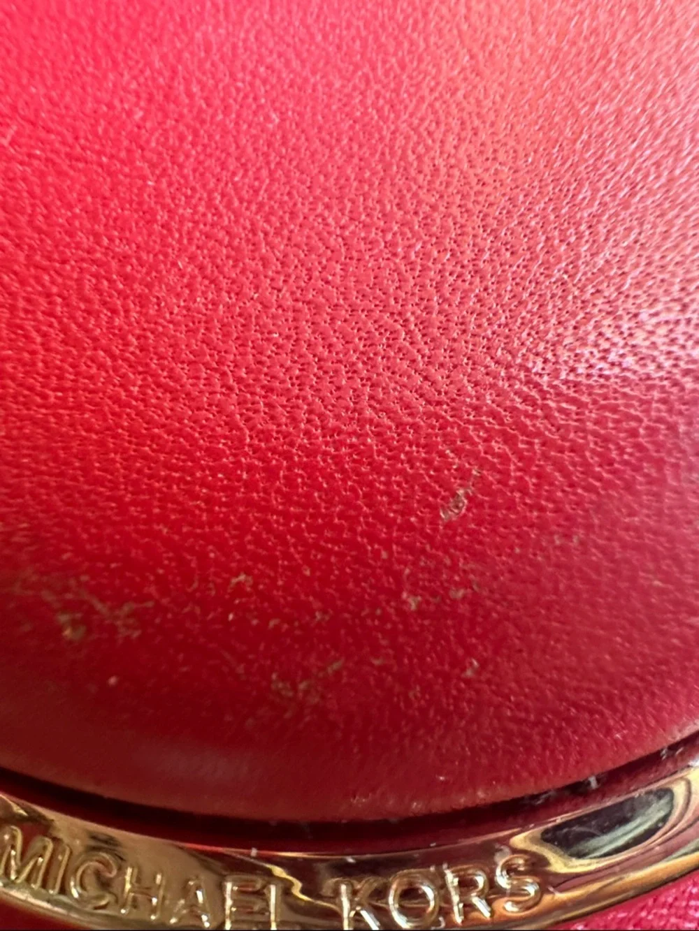 Michael Kors Red Leather Crossbody with Gold Ring Detail - Picture 11 of 12
